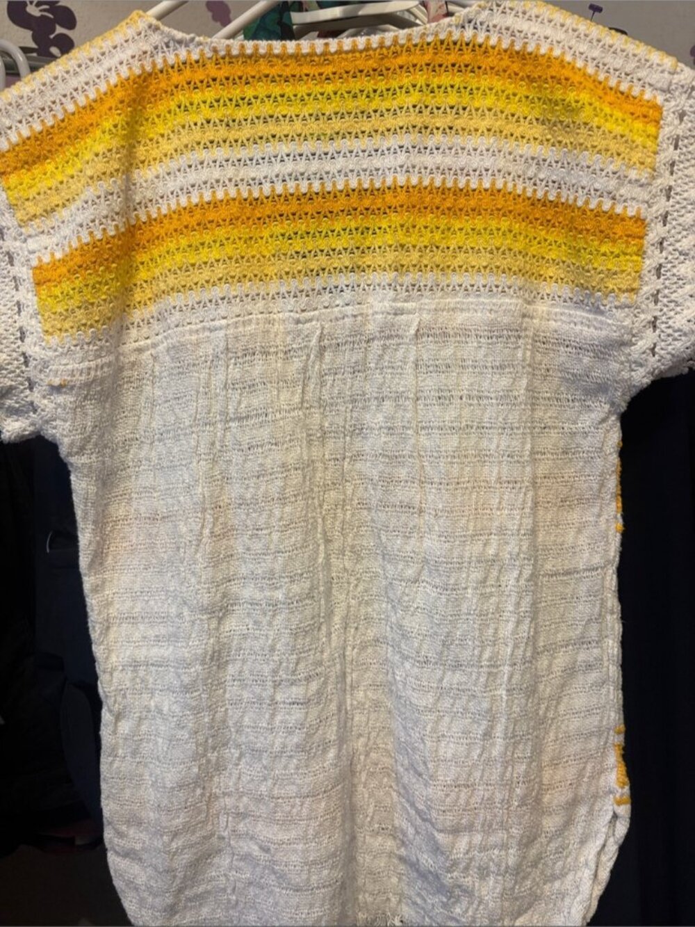 Handcrafted White & Yellow Crochet Tunic - Picture 3 of 3